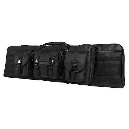 Front. NcSTAR - NcSTAR Vism 42" Double Carbine Soft Case for Two 35" Rifles, with Padded Center Divider and 4 Hook and Loop Straps, - Black.