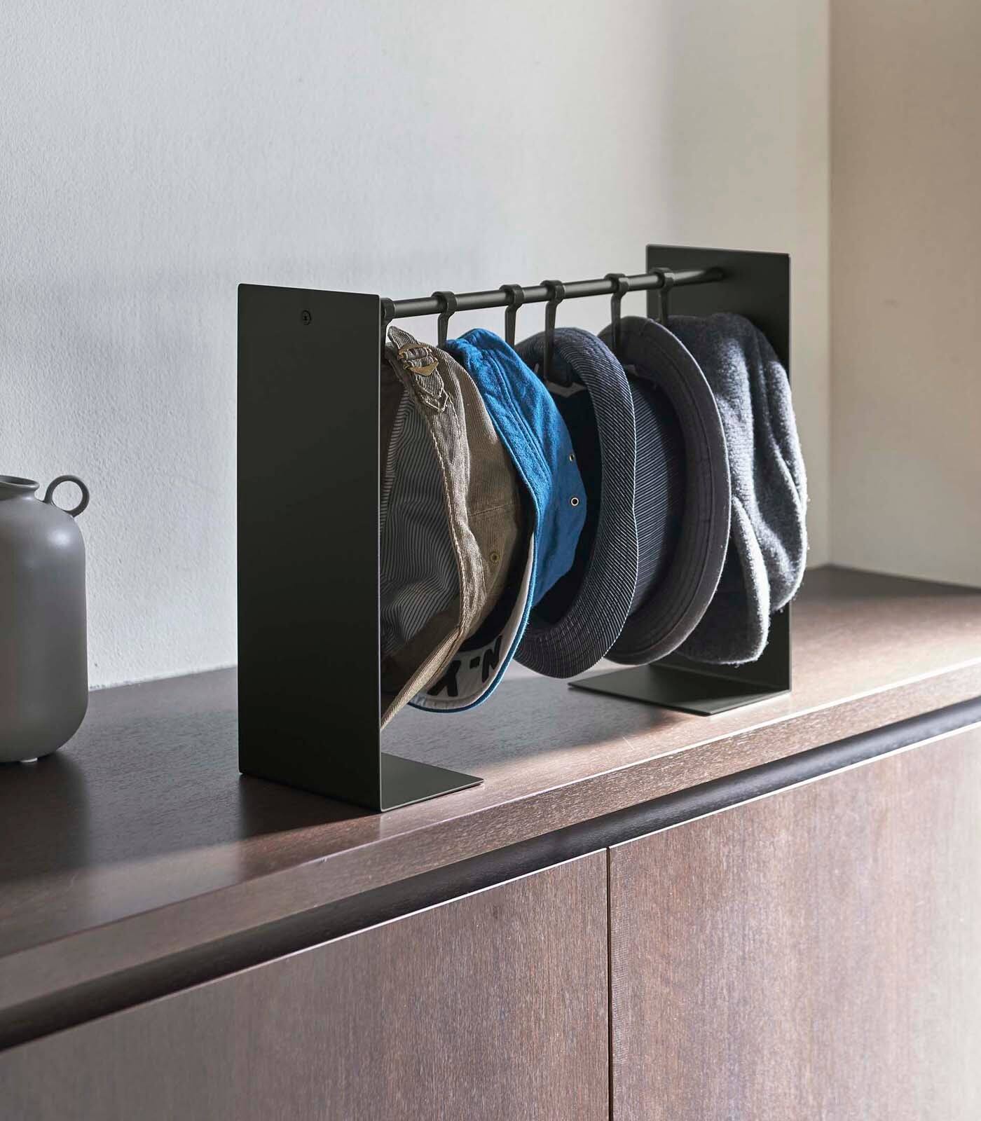 Left. Yamazaki Home - Hat Hanging Organizer - Steel - Black.