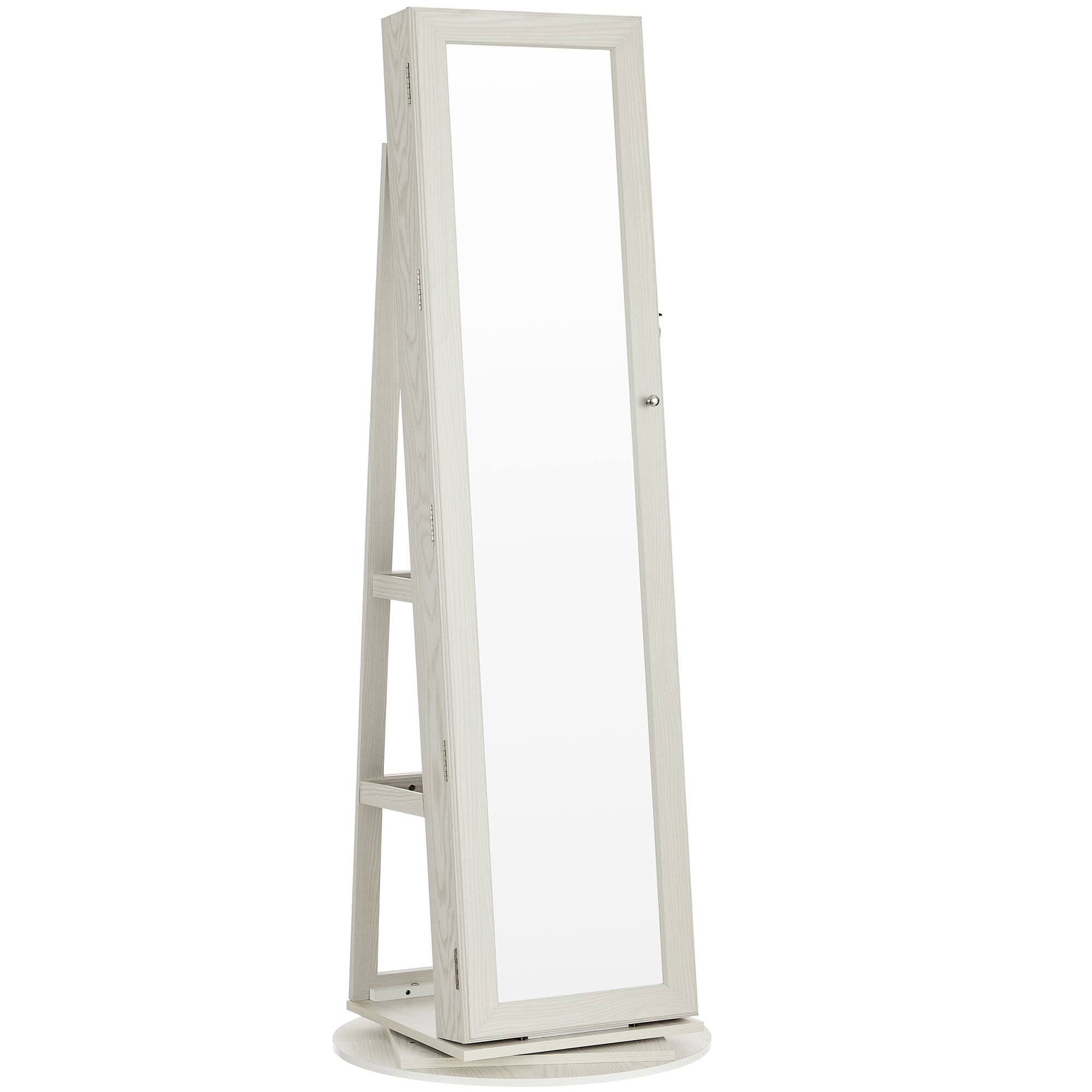 Alt View 1. Songmics Home - 360° Swivel Jewelry Cabinet, High Full Length Mirror, Lockable Jewelry Armoire, with Built-in Small Mirror - White.