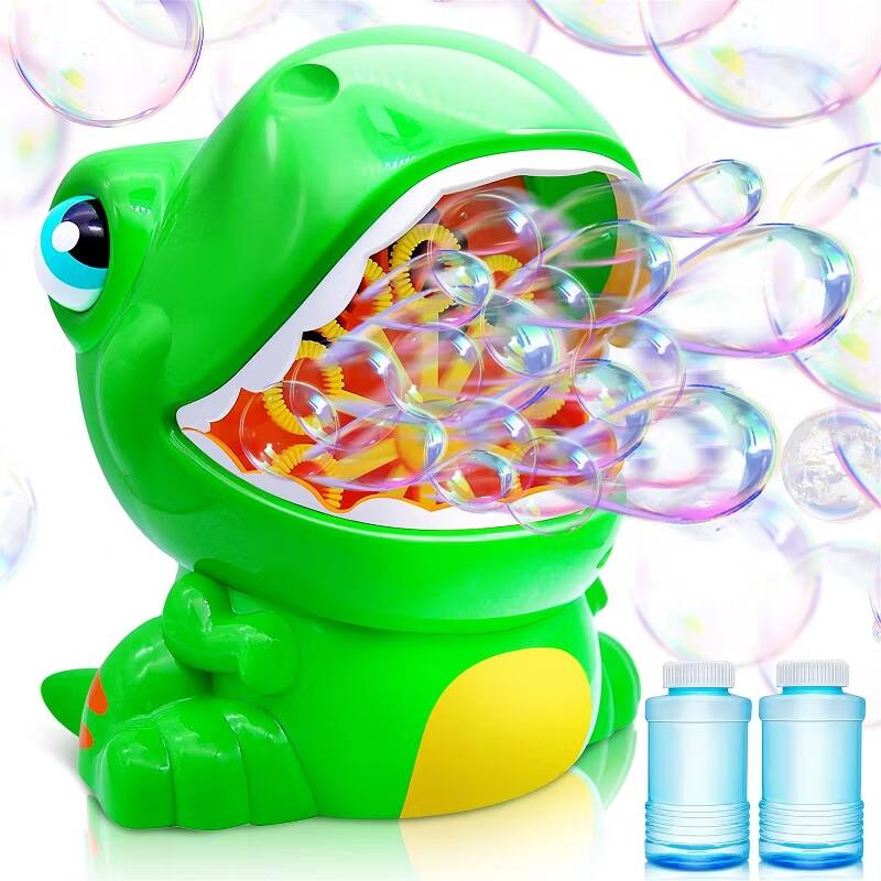Front. Joyfy - Dinosaur Bubble Machine, Bubble Maker with 2 Bottles Bubble Solutions for Kids Toddlers Summer Outdoor Toys, Party Favor.