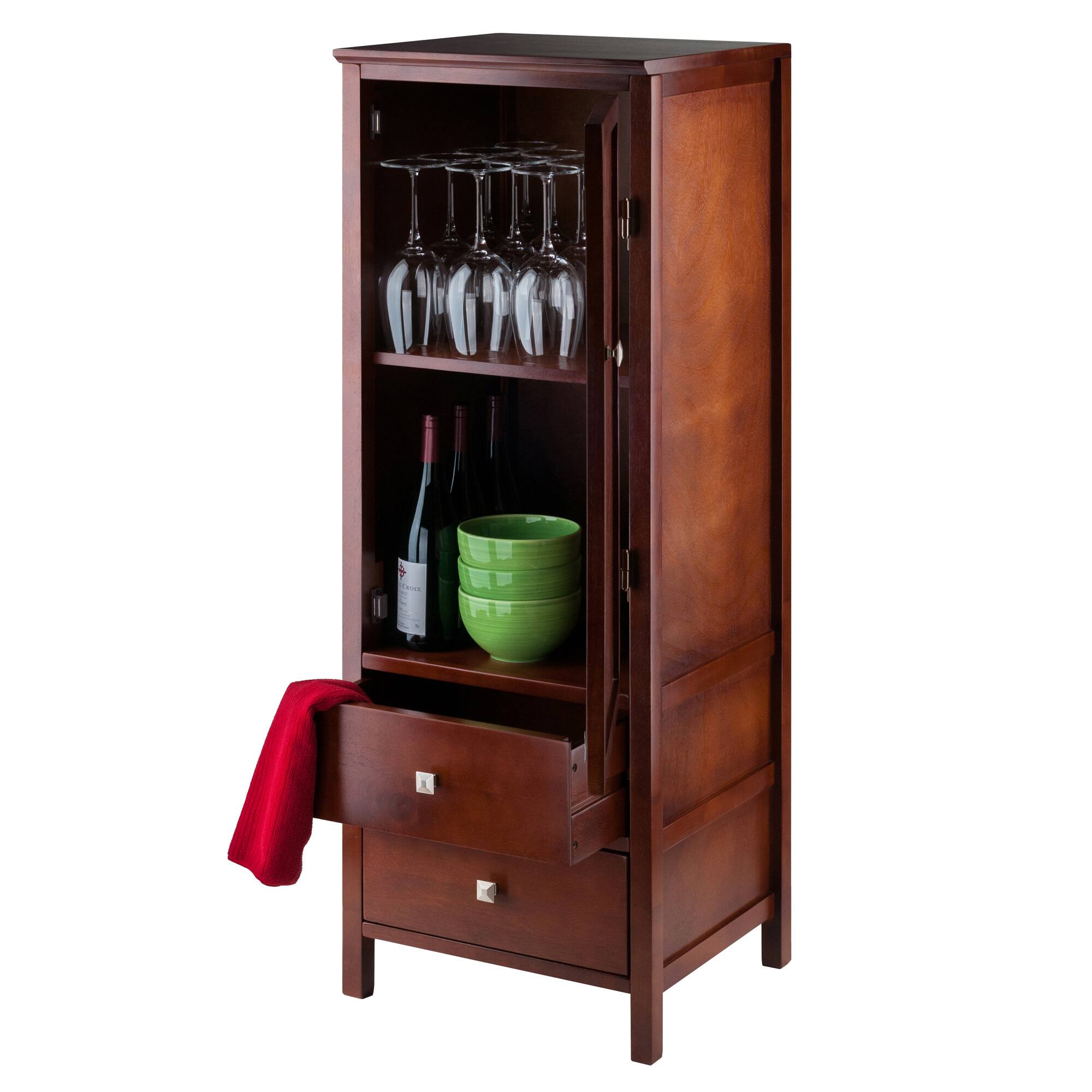 Alt View 5. Winsome Wood - Brooke Jelly 2-Drawer Cupboard - Walnut.