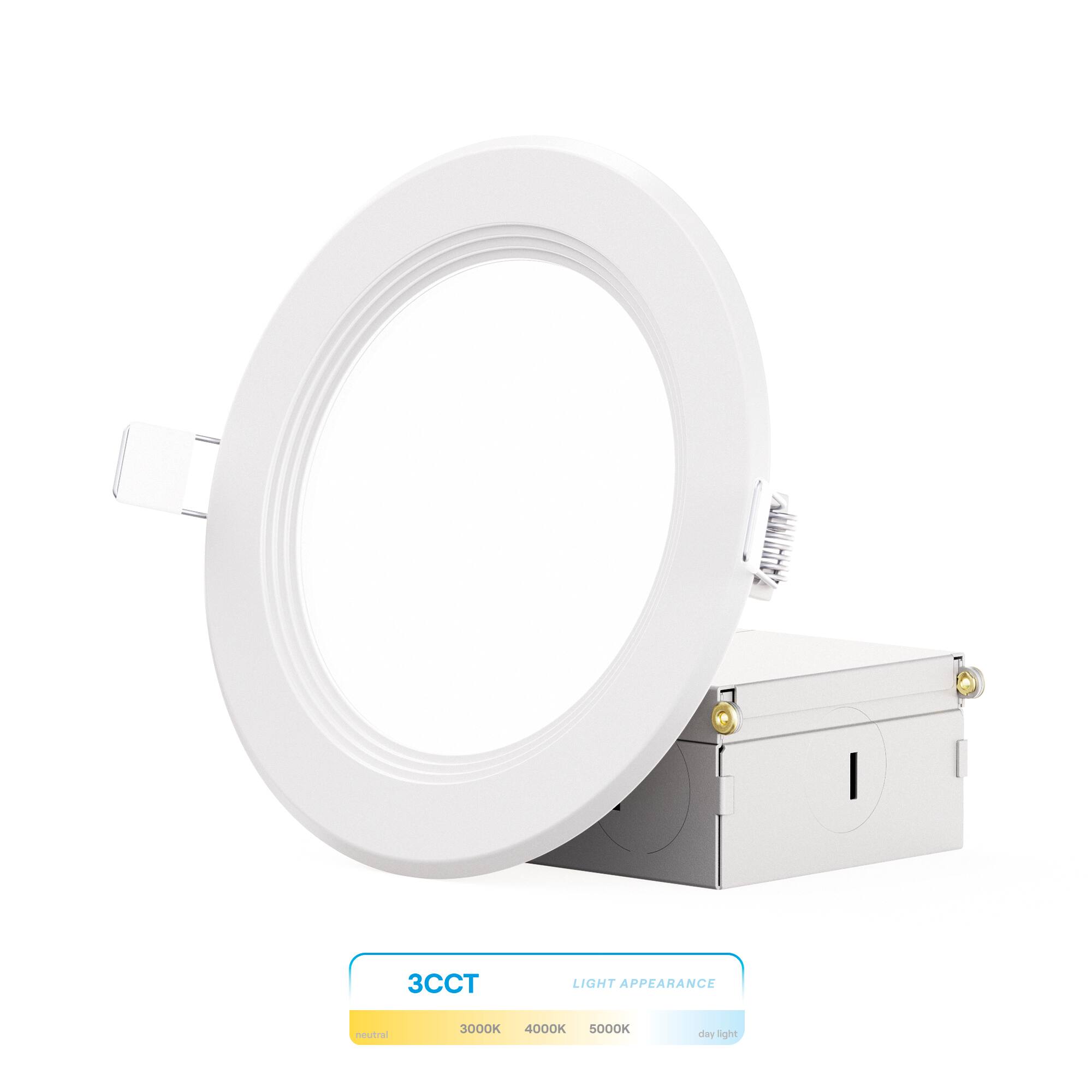 Infibrite - 4 In. Ultra-Thin Recessed LED Downlight 9W 750LM 3CCT Selectable Wet Rated, Triac Dimmable 12-Pack - White