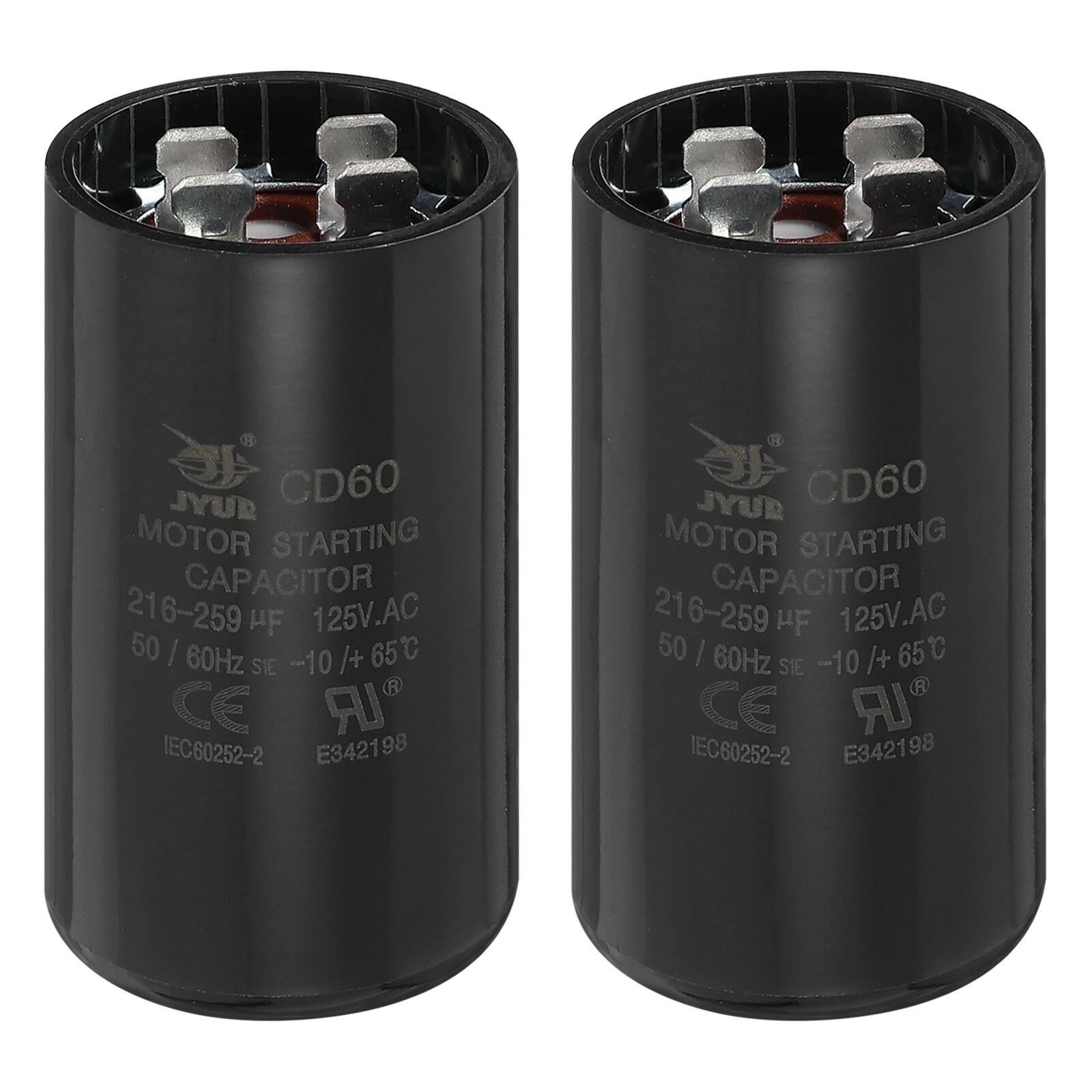 Unique Bargains - 2pcs CD60 Capacitor 216-259 Mfd, 125 VAC Run Motor Start for Electric Fan/Well Pump