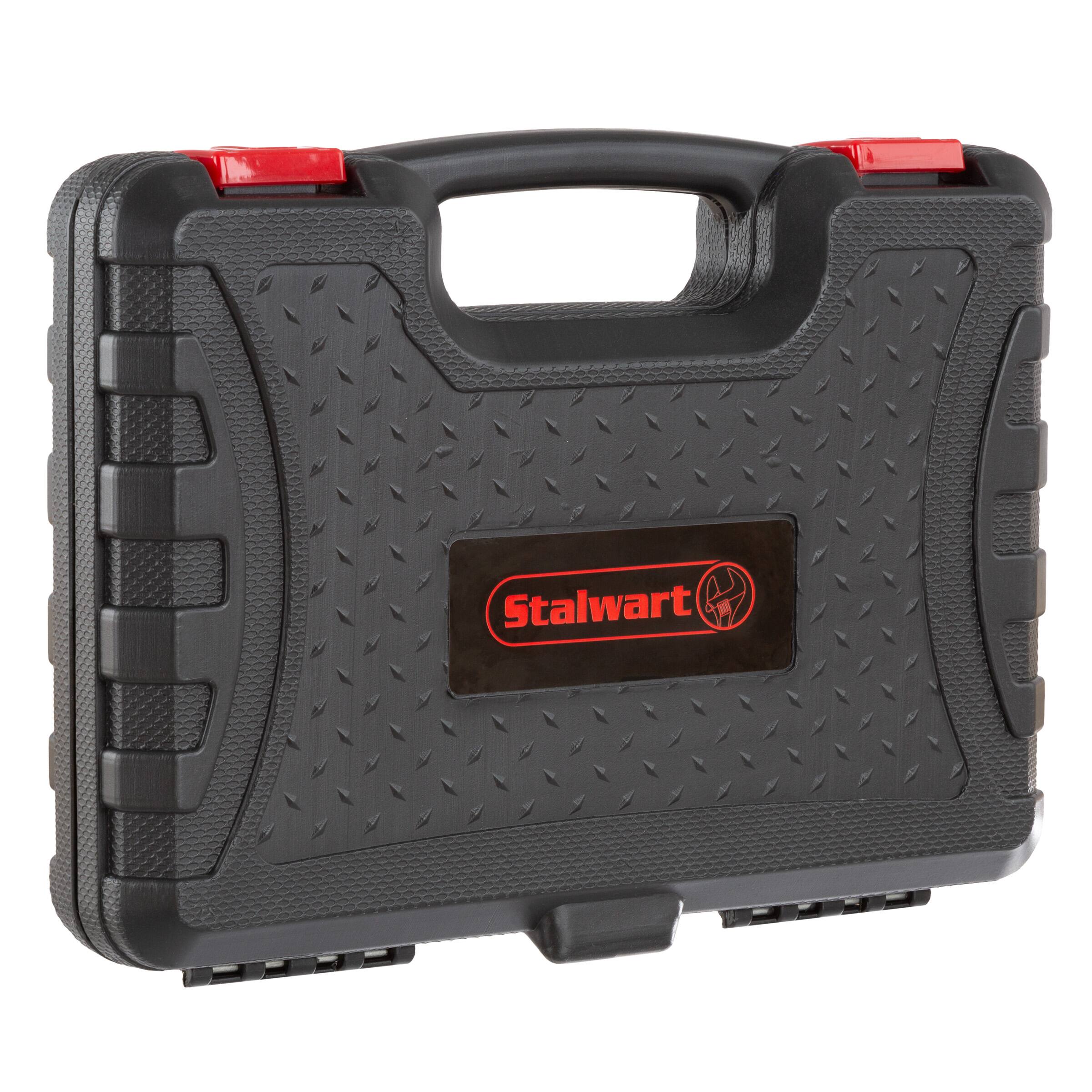 Alt View 2. Stalwart - Tool Kit 102 Heat-Treated Pieces with Carrying Case Essential Steel Hand Tool and Basic Repair Set for Home - Black.