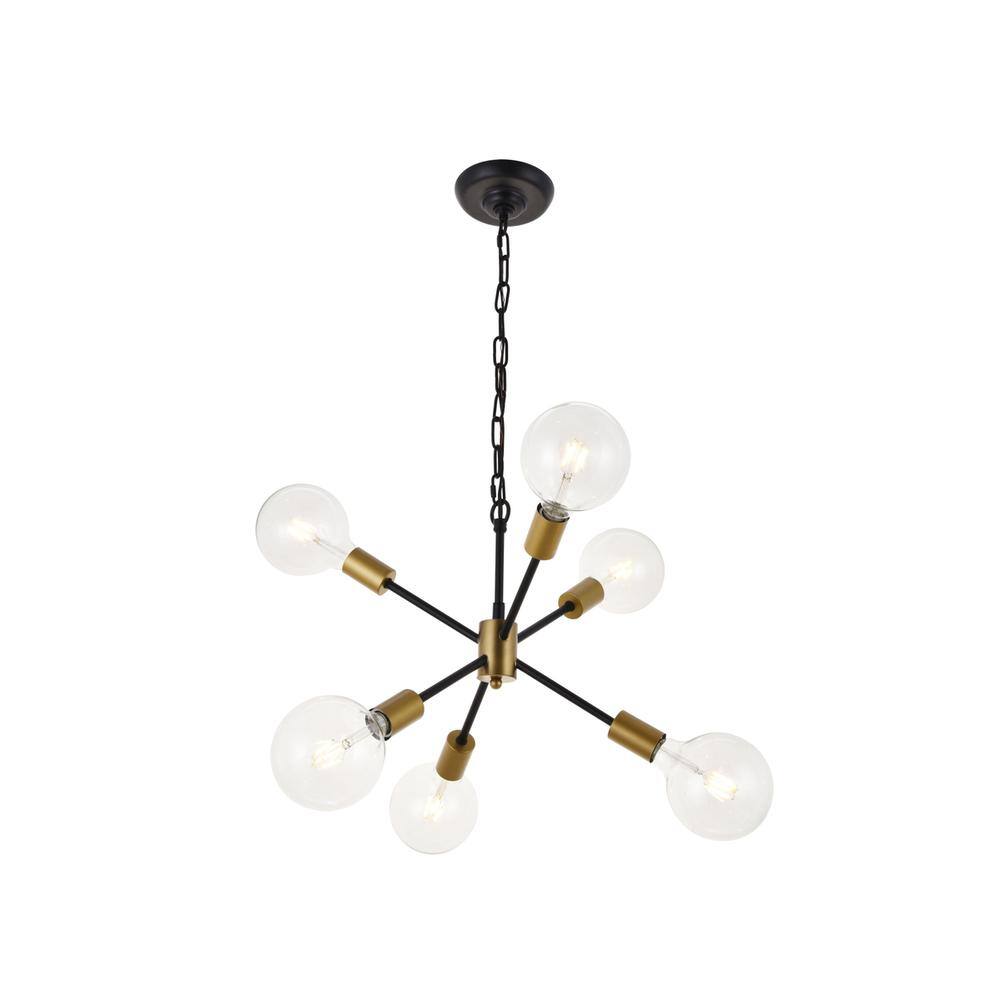Left. Living District - Nolan 6 Light matte black Pendant - Matte Black.