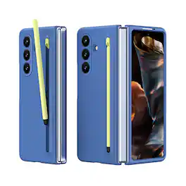 Dteck - Shockproof Full Body Pen Holder Case For Samsung Z Fold 8 Ultra with Stylus & Screen Protector - Skyblue