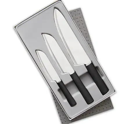 Front. Rada - 3 Piece Chef Select Knife Set, Black Handles - Black.