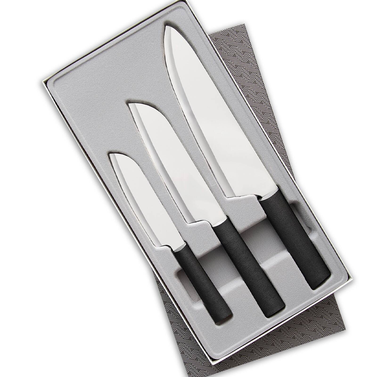 Front. Rada - 3 Piece Chef Select Knife Set, Black Handles - Black.