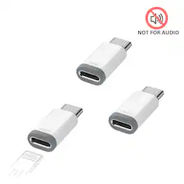 Qixxronics - Lightning Female to Type C Male Charger Adapter for Lightning Cable Connector for Type-C iPhone (3-Pack) NOT FOR AUDIO - White