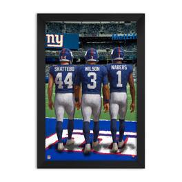 Sporticulture - Cam Skattebo, Russell & Malik Nabers New York Giants Framed Three-Player Art Print - Blue