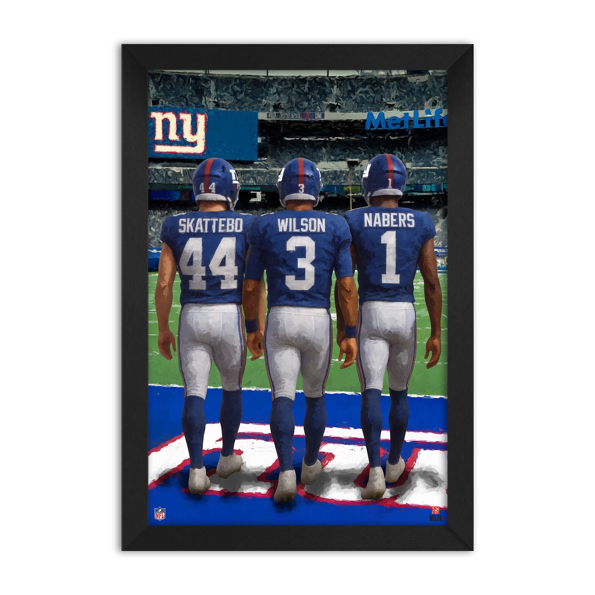 Cam Skattebo, Russell & Malik Nabers New York Giants Framed Three-Player Art Print