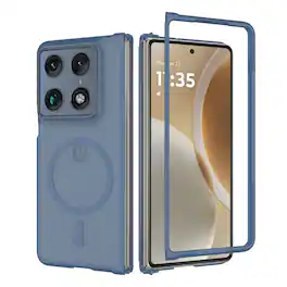 Dteck - Rugged Magnetic Case for Motorola Razr Fold (2026), Slim Matte Translucent Shockproof Protective Cover with Front Frame - Blue