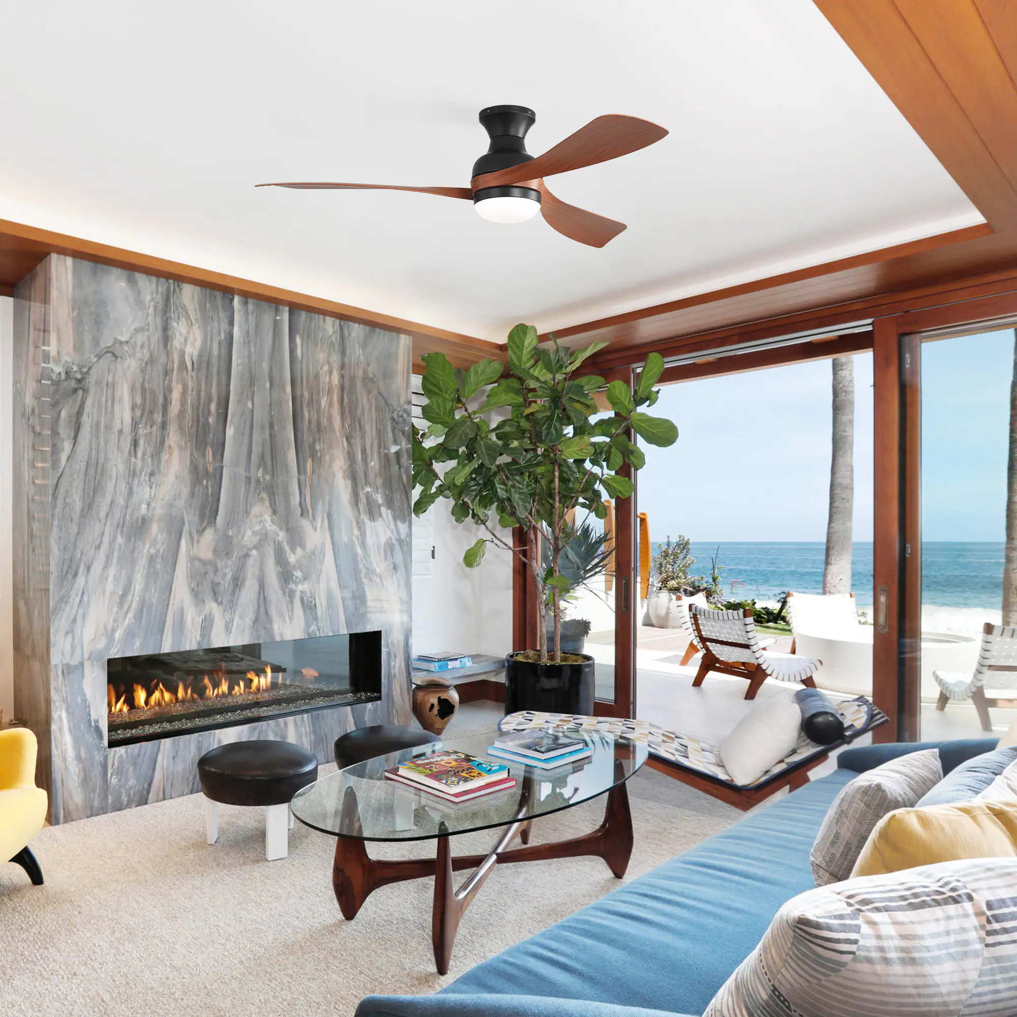 Alt View 1. Dexmalle - Dexmalle-52-Inch Ceiling Fan With Light And Remote Control-BROWN.