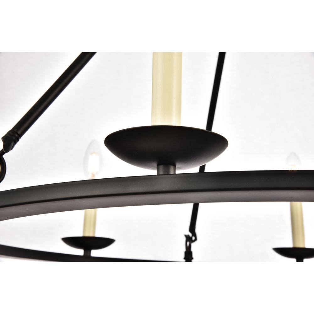 Angle. Living District - Maine Collection Chandelier D32.4 H23.25 Lt:6 Black Finish - Black.