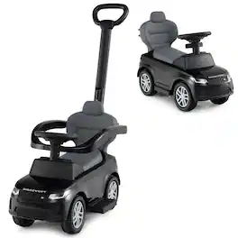 Costway - Kids Ride on Push Car with Horn & Start-up Sound Under-seat Storage Push Handle - Black