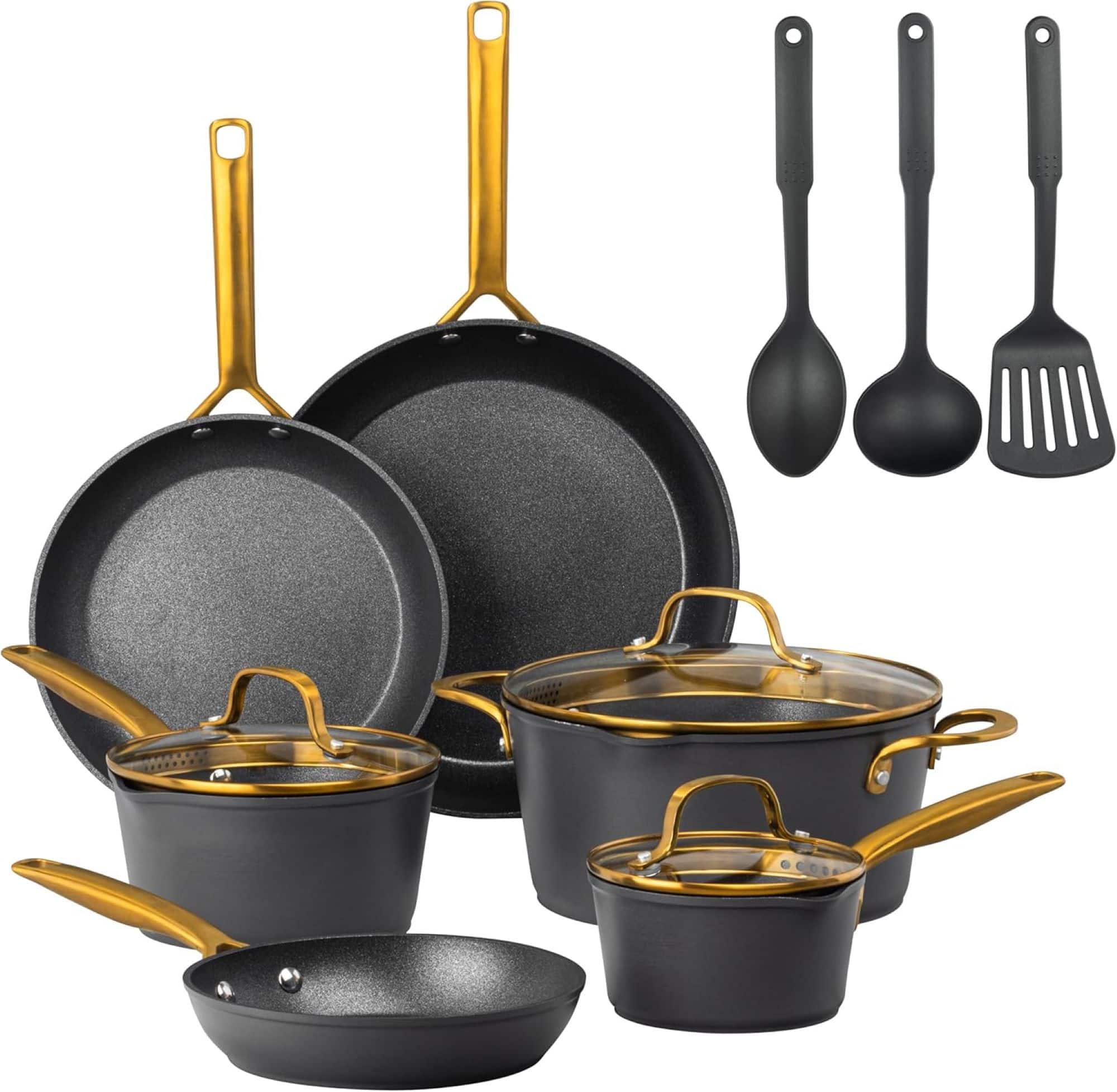 Granitestone - Armor Max Gold 14 Piece Nonstick Hard Anodized Cookware set with Utensils - Black price history on PriceWatchPro