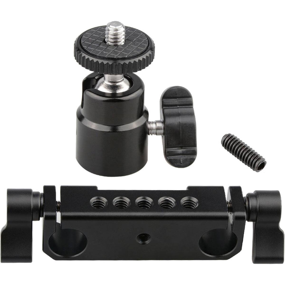 Alt View 1. CAMVATE - CAMVATE 15mm Rod Clamp Railblock with 1/4 Hot Shoe Mount Mini Ball Head.