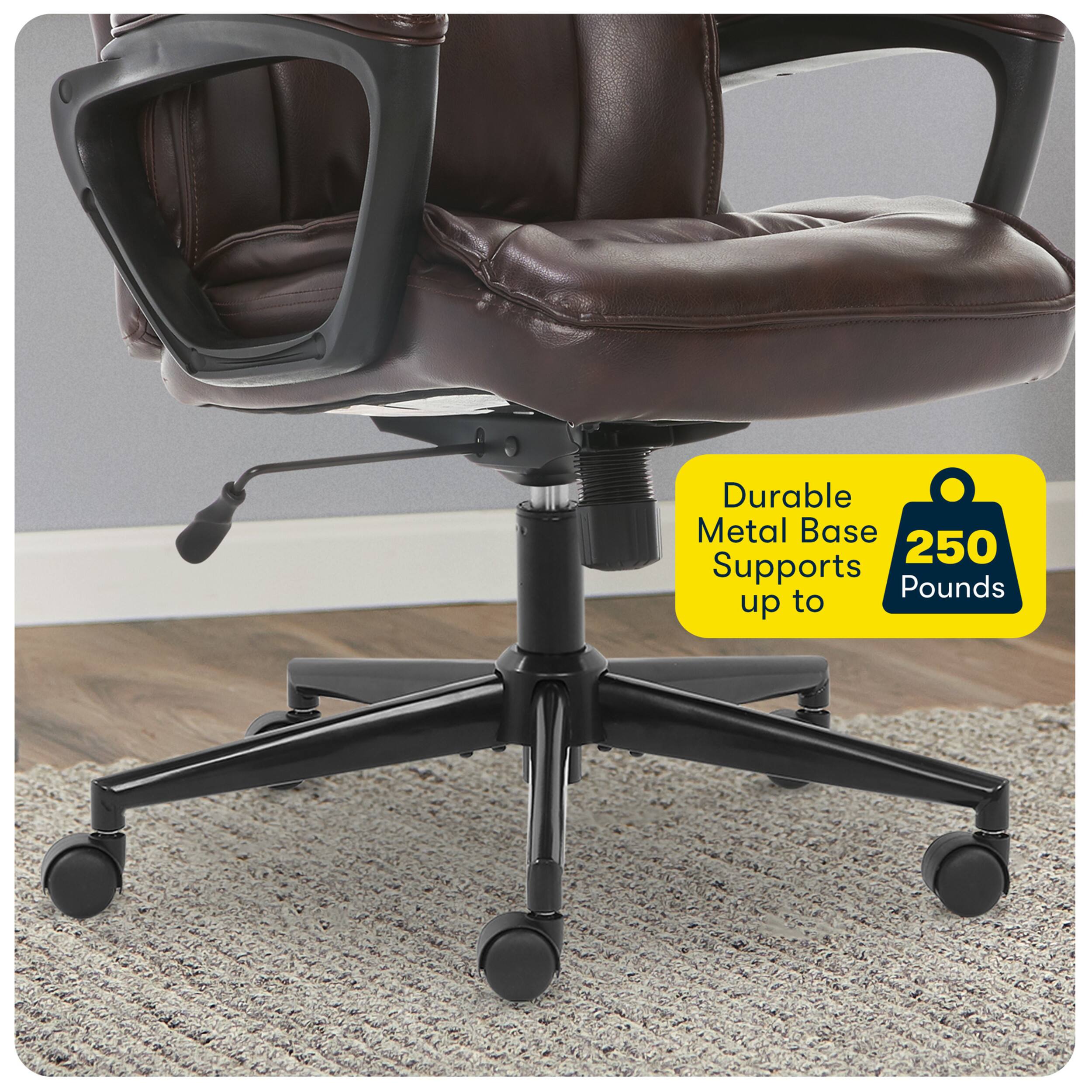 Alt View 19. Serta - Hannah Upholstered Executive Office Chair with Headrest Pillow - Smooth Bonded Leather - Biscuit.