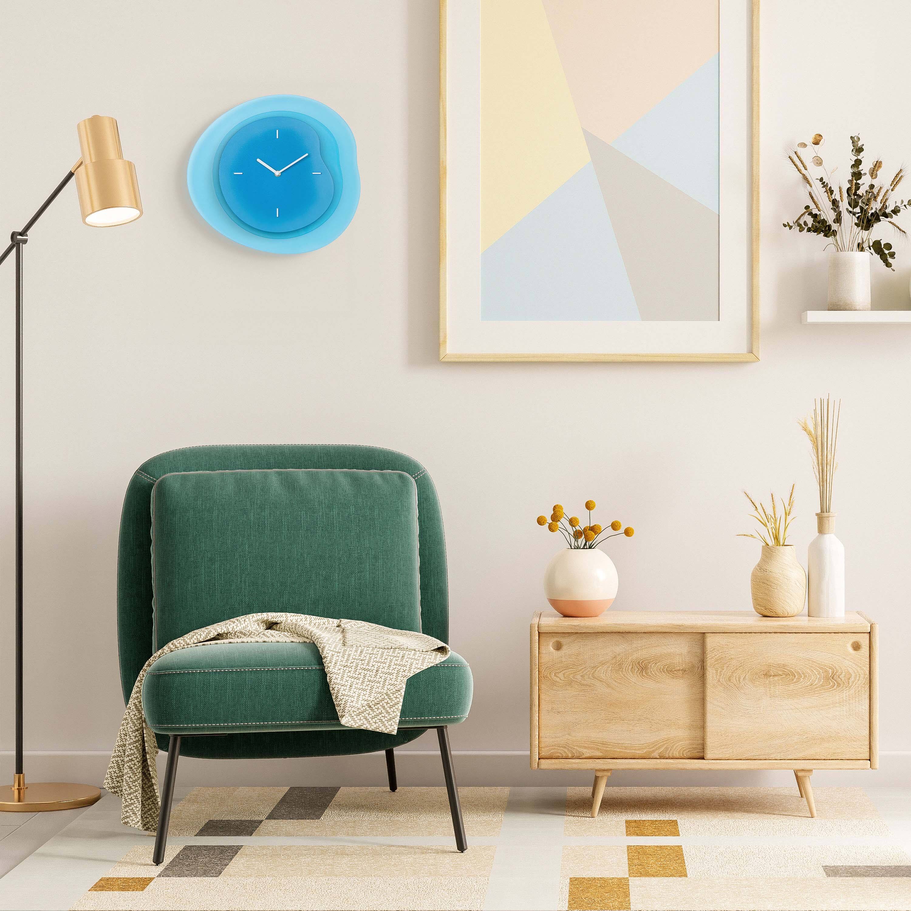 Back. La Crosse Clock Co. - 15.2 Inch Drift Analog Quartz Wall Clock - Blue.