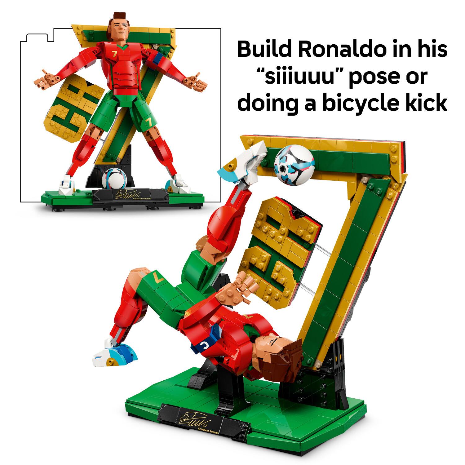 Build Ronaldo in his "siiiuuu" pose or doing a bicycle kick