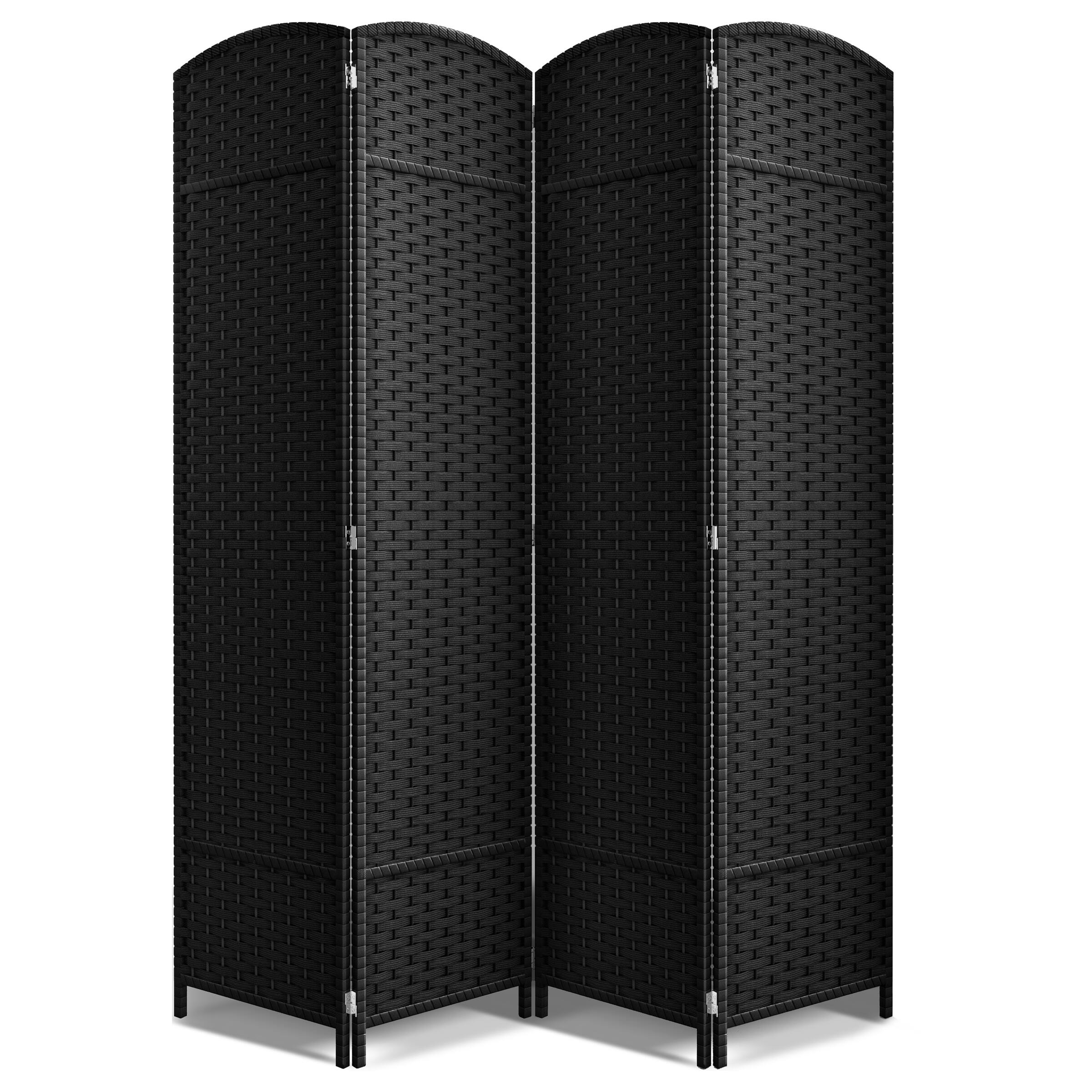 Sorbus - 4 Panel Room Divider 6 ft. Tall - Privacy Screen, Extra Wide Double Hinged Panels, Mesh Hand-Woven Design - Black