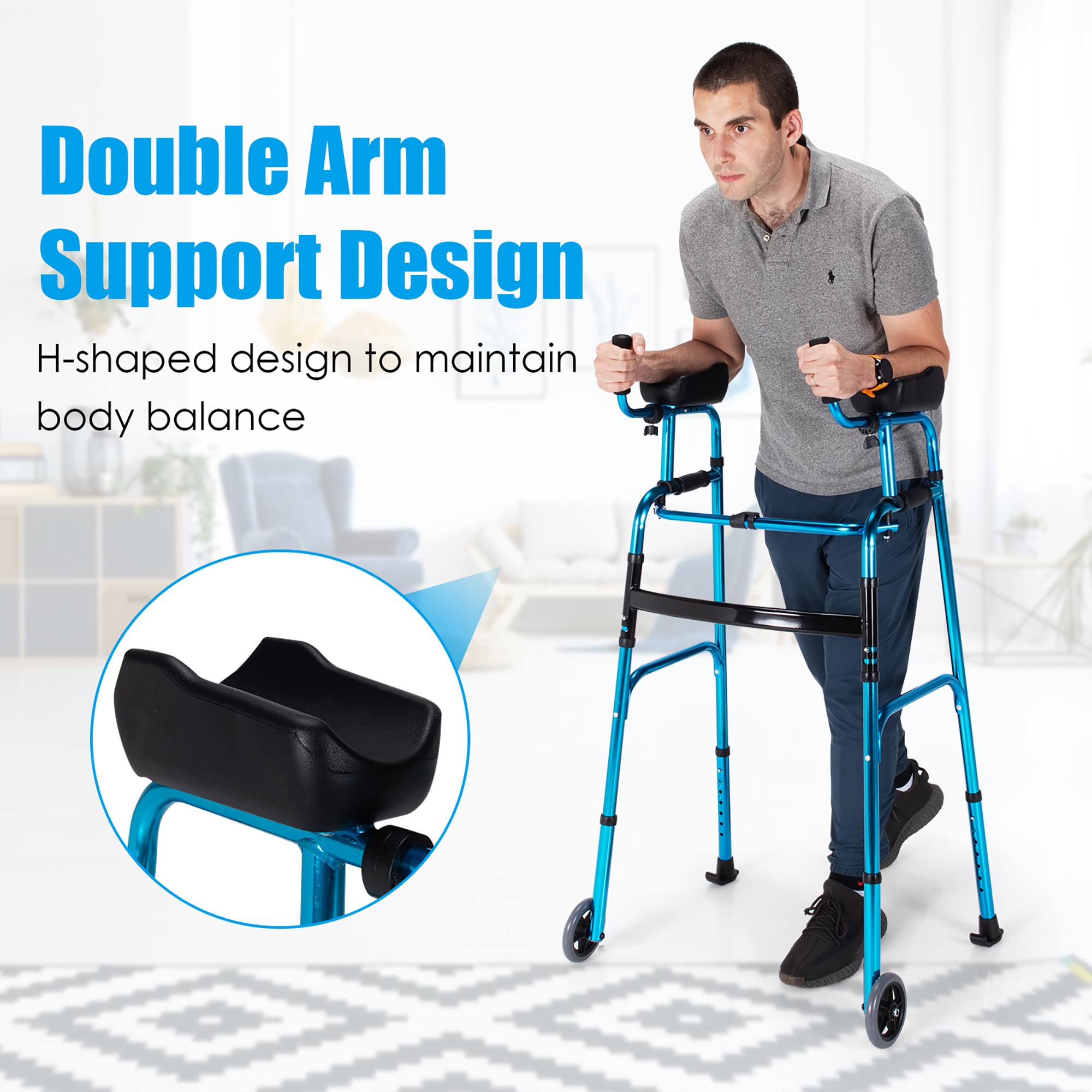 Double Arm Support Design
H-shaped design to maintain body balance