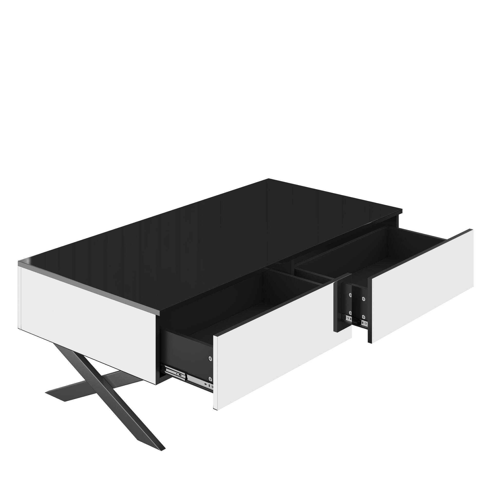 Alt View 8. GOODSILO - Modern Rectangular Coffee Table with Mirrored Finish and Hidden Storage Drawers for Living Room - Black.