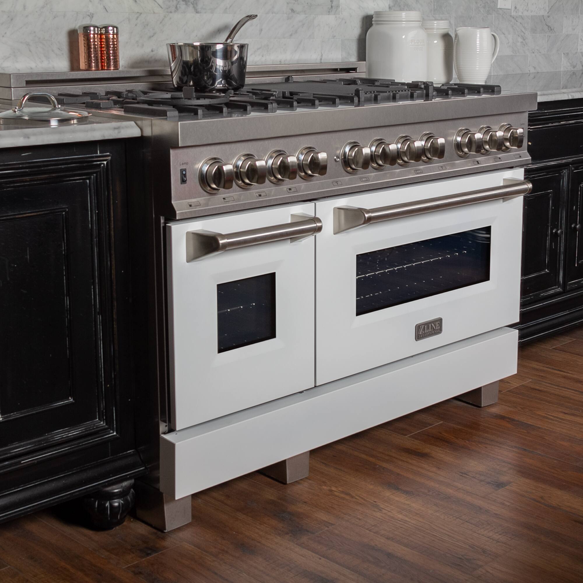ZLINE 48" Legacy Dual Fuel Range in DuraSnow® Stainless Steel w/ White