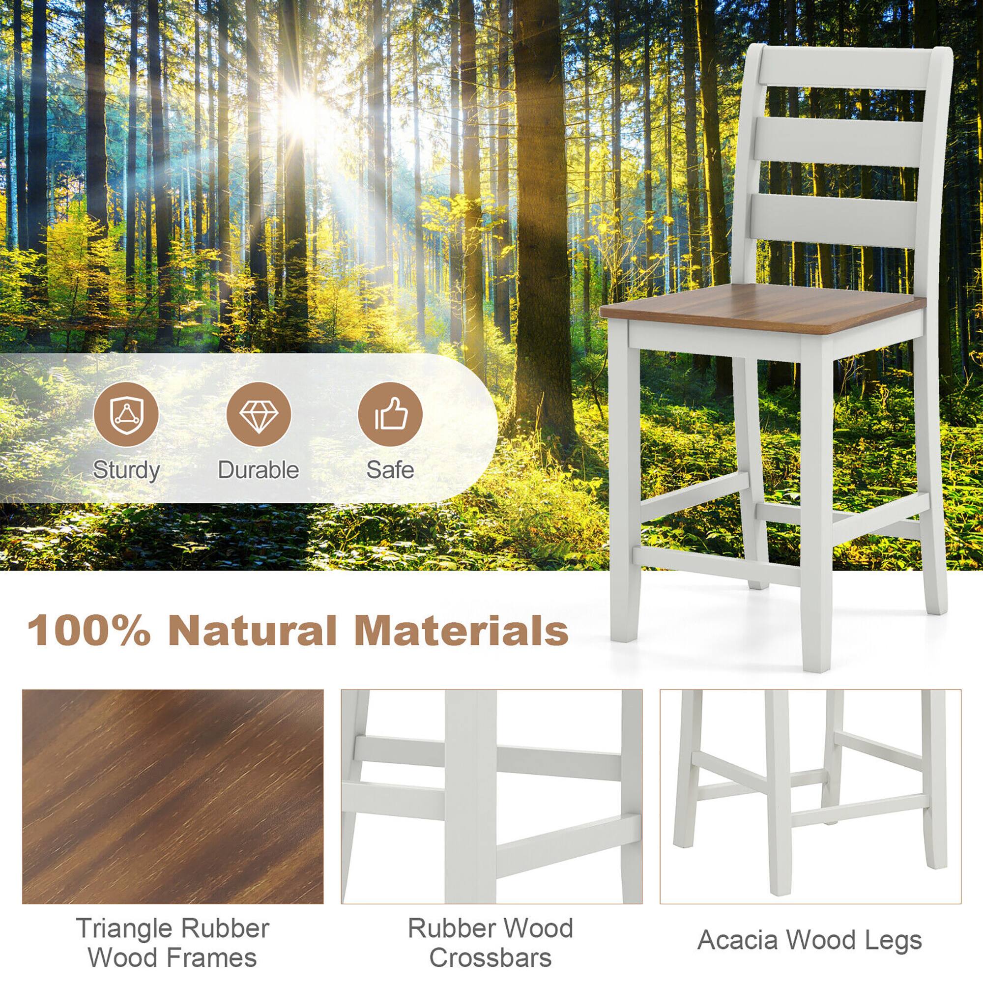 Sturdy, Durable, Safe, 100% Natural Materials, Triangle Rubber Wood Frames, Rubber Wood Crossbars, Acacia Wood Legs