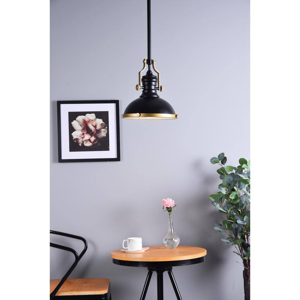 Angle. Living District - Eamon 1 Light matte black Pendant - Matte Black.