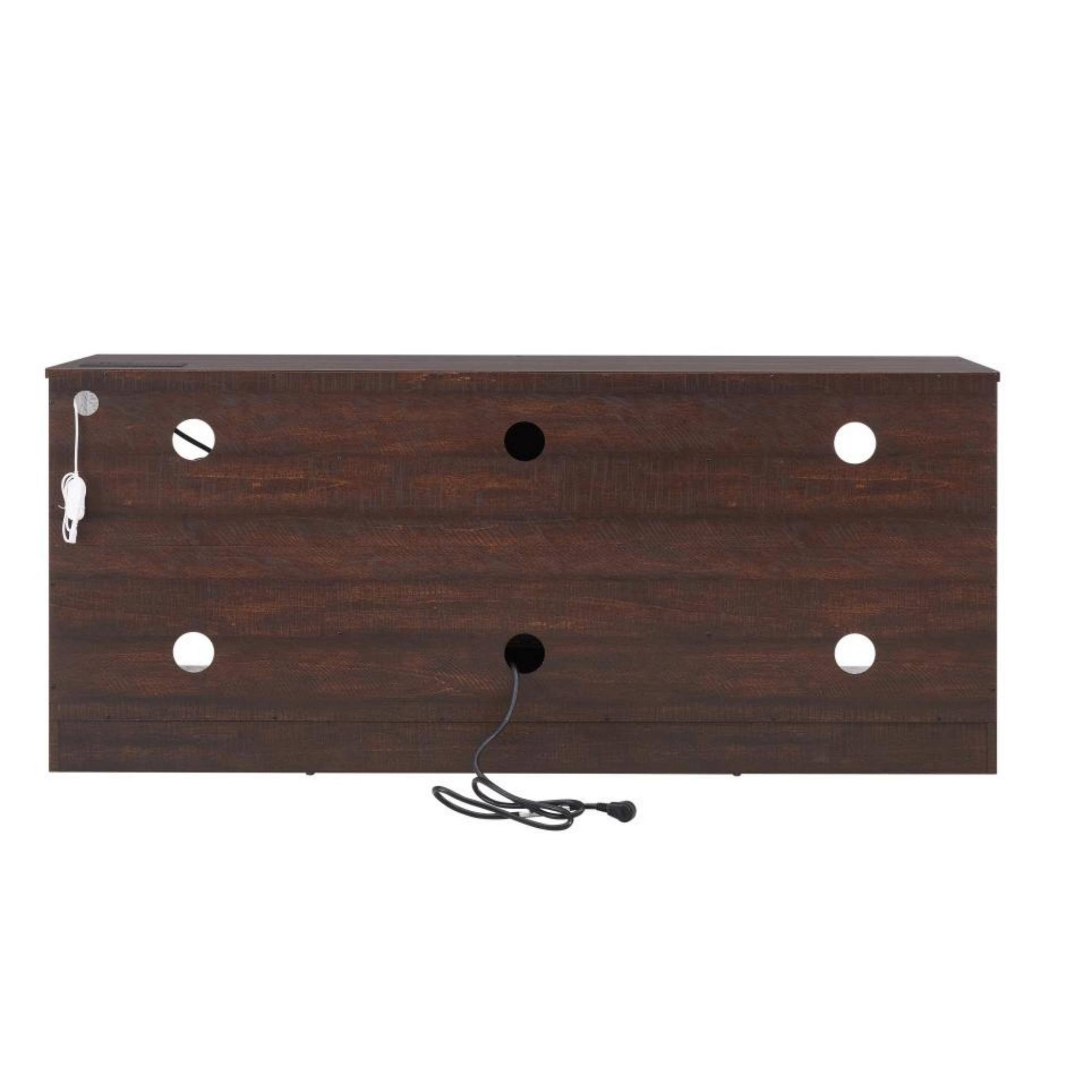 Alt View 2. Boyel Living - 57.88-in Espresso Electric Fireplace TV Stand for TVs up to 62-in with Glass Shelves LED Lights USB Charging - Espresso.