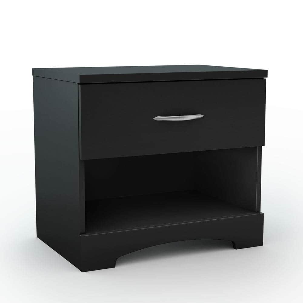 SlickBlue - Modern End Table with Drawer, Stylish Nightstand for Bedroom or Living Room - Black