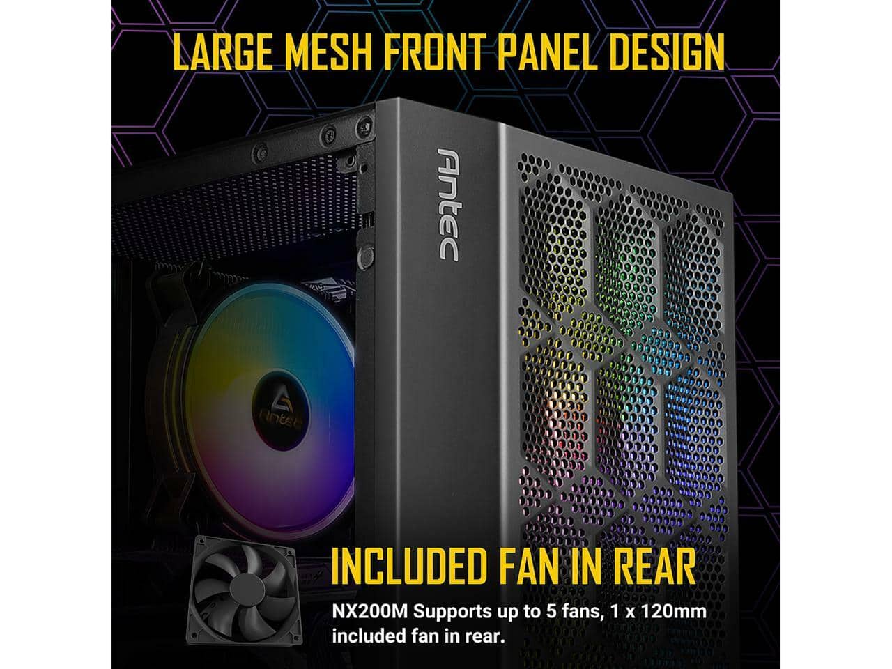 Antec NX200M Micro ATX Tower, Mini Tower Case with 120mm Fan, Mesh
