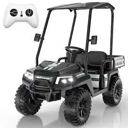 ANPABO - 24V Kids Golf Cart, 4WD 2 Seater Electric Cars with Remote Control, 3 Speeds, Ride on Truck for Big Kids Ages 3-8 - Black