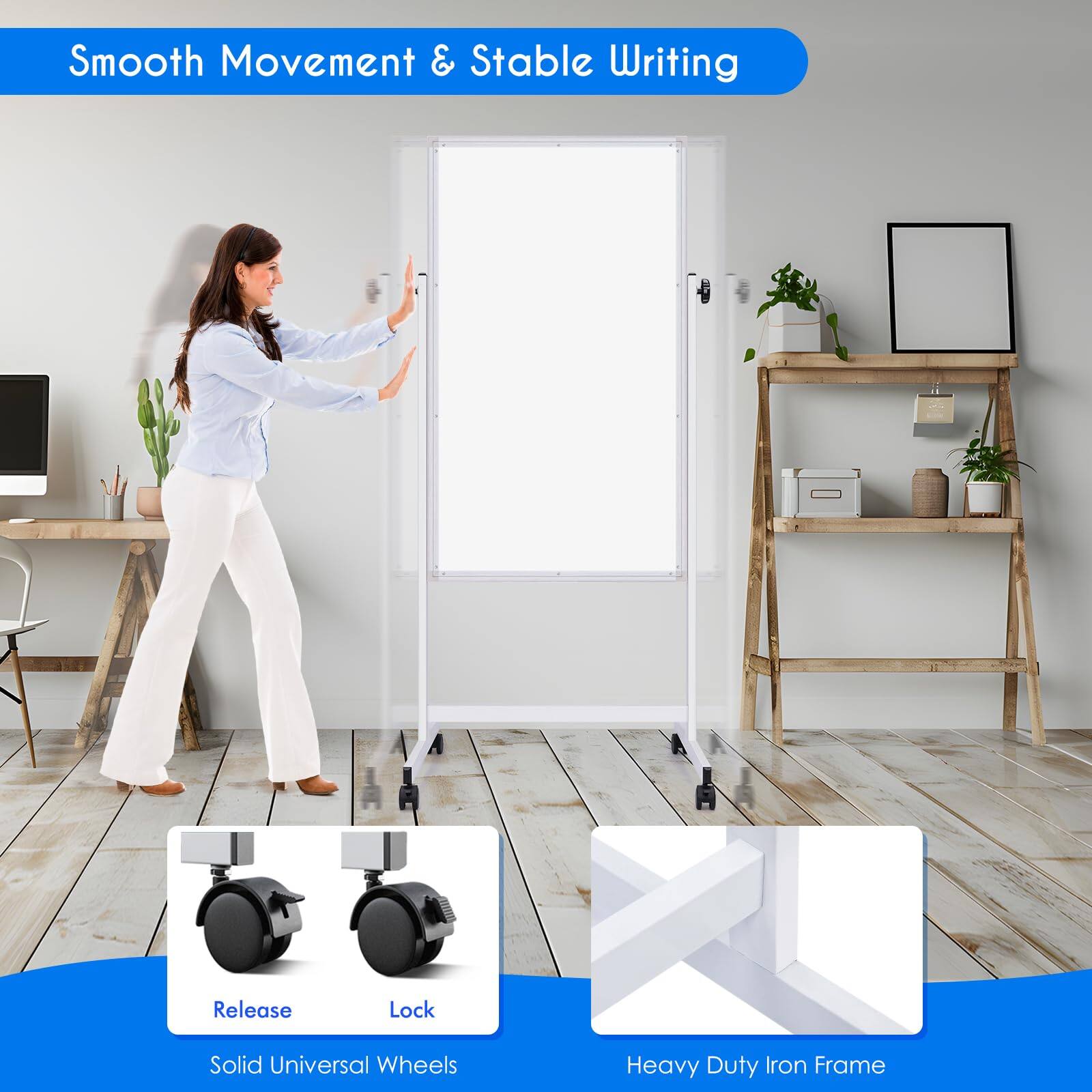 Smooth Movement & Stable Writing

Solid Universal Wheels
Heavy Duty Iron Frame

Release Lock