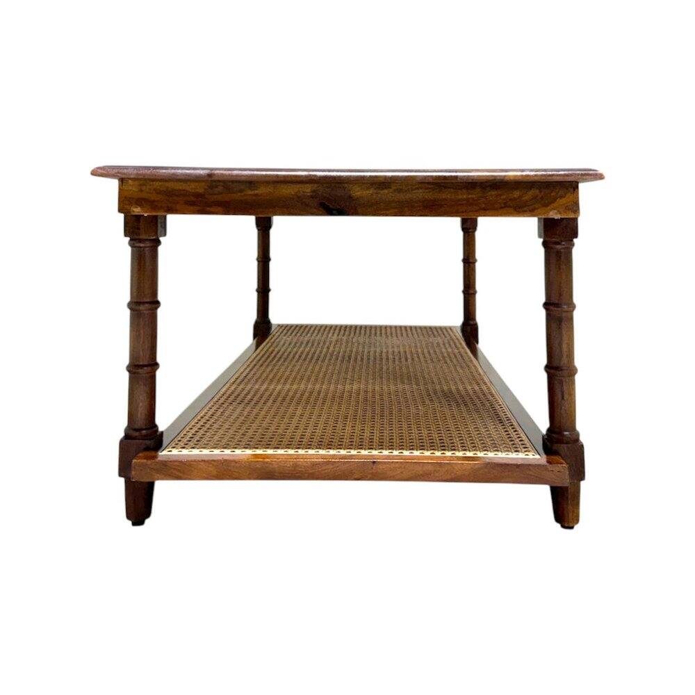 Alt View 4. Carolina Chair & Table - Chesterfield Wood & Cane Coffee Table - Natural - Red.