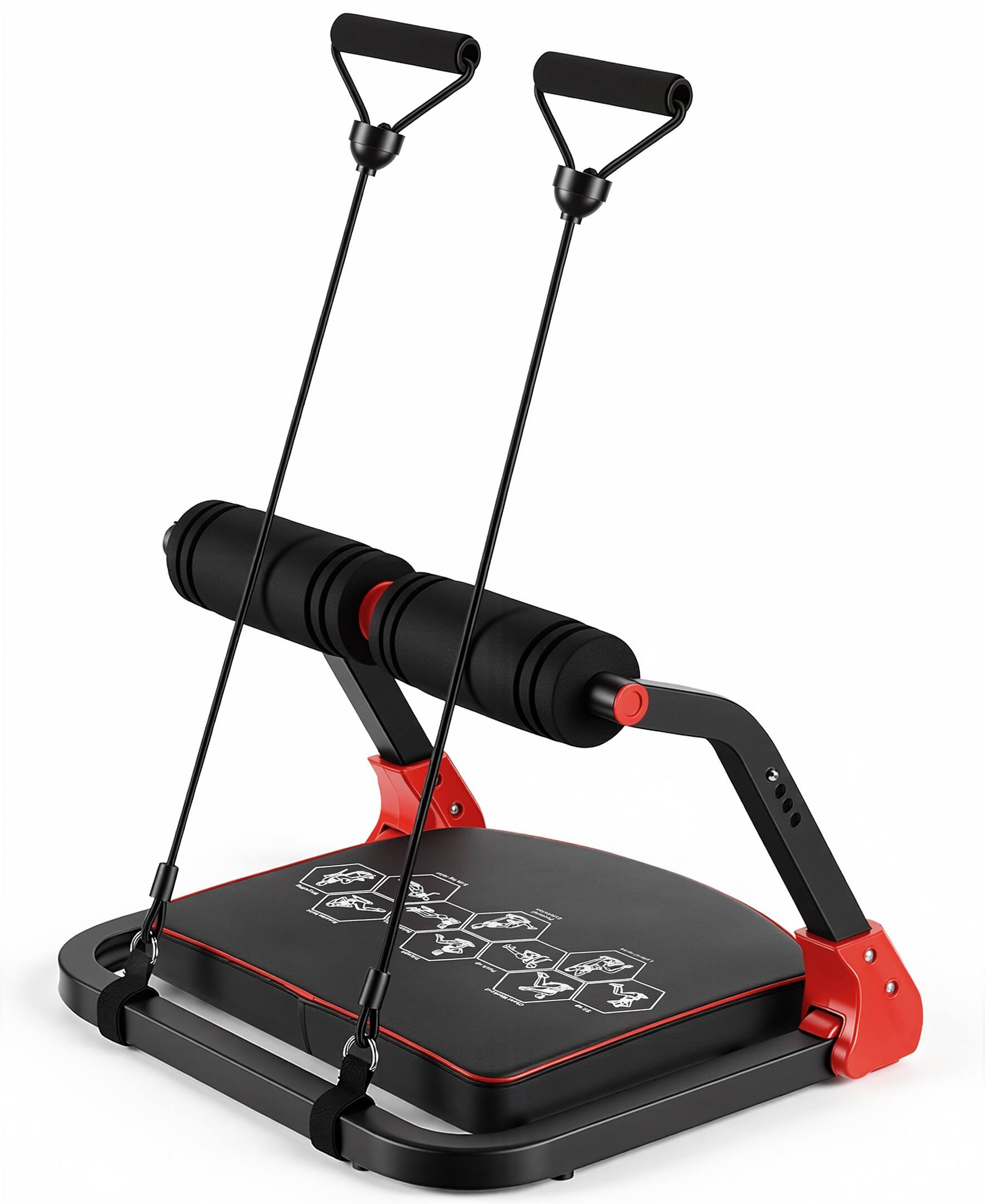 Alt View 2. Sugift - Foldable Adjustable Ab Machine for Stomach Workout at Home Gym, 4 Resistance Levels Core Trainer with Resistance Bands - Red.