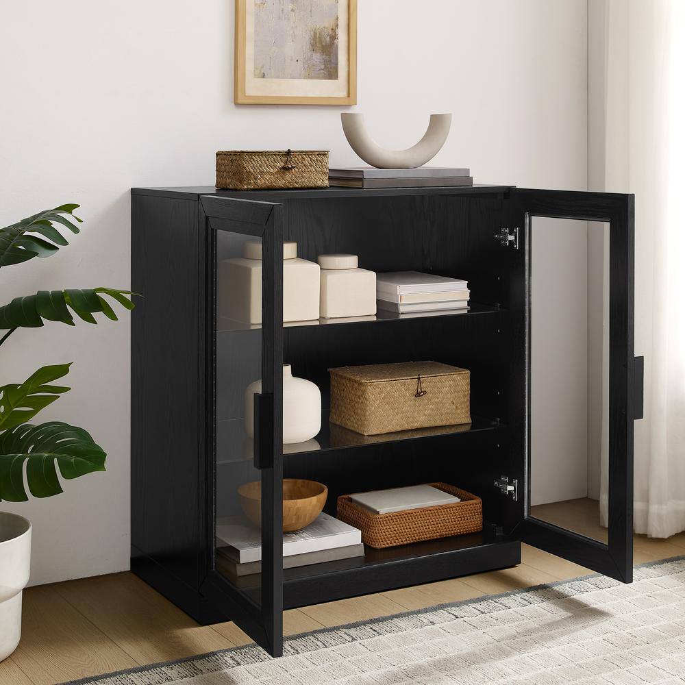 Alt View 5. Crosley Furniture - Essen Stackable Glass Door Kitchen Pantry Storage Cabinet - Black.