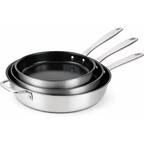 Front. Alva - Alva Maestro Stainless Steel Nonstick Frying Pan 3-Piece Set - Easy to Clean, Oven & Induction Safe - Black.