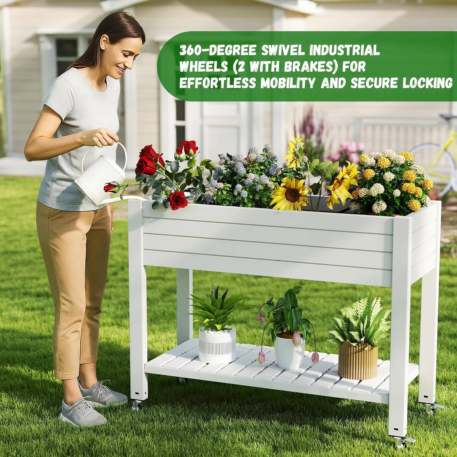 360-Degree Swivel Industrial Wheels (2 with Brakes) for Effortless Mobility and Secure Locking