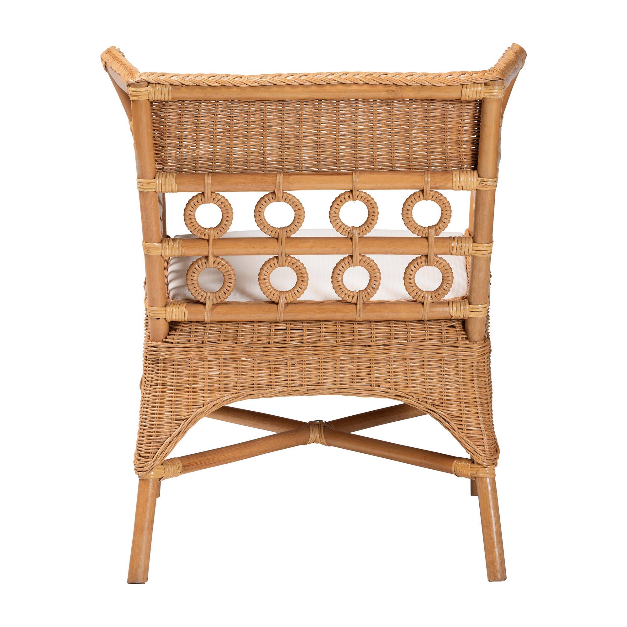 Back. bali & pari - Oxford Bohemian Rattan Arm Chair - Light Honey.
