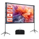 VEVOR - Projector Screen with Stand, 100 Inch 160° Wide Angle Indoor Outdoor Projection Screen, 16:9 4K HD Dual-Tripod Screens - Black