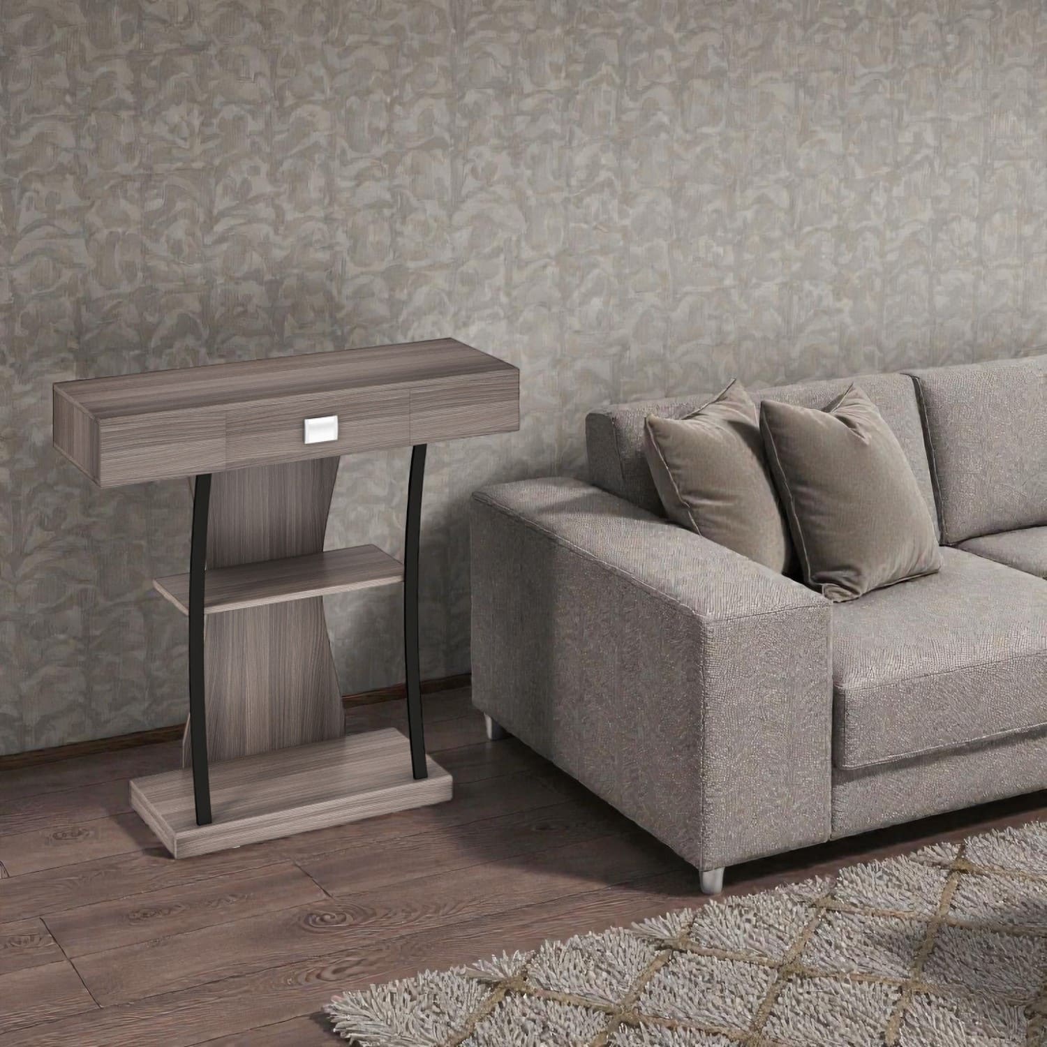 Hivvago - Space-Saving Console with Drawer and Multi-Layer Shelf Design - Gray