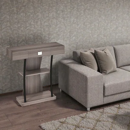 Front. Hivvago - Space-Saving Console with Drawer and Multi-Layer Shelf Design - Gray.