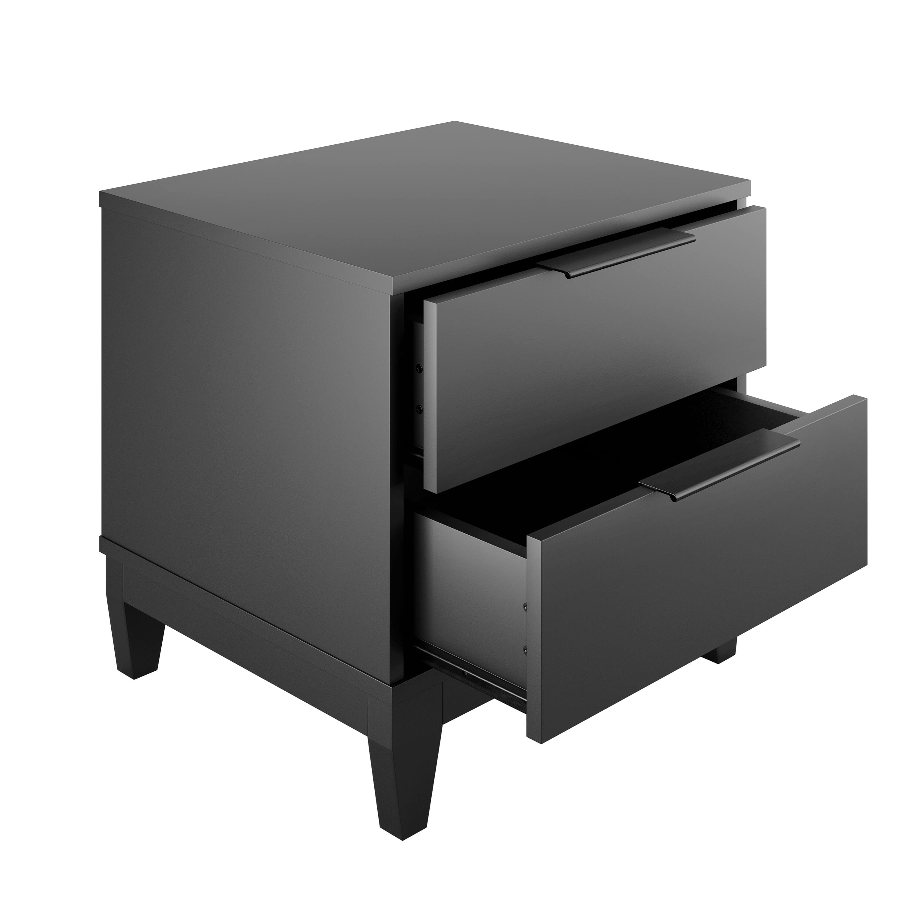 Alt View 4. Boyd Sleep - Boyd Sleep Mackay Two Drawer Low Profile Nightstand - Black.
