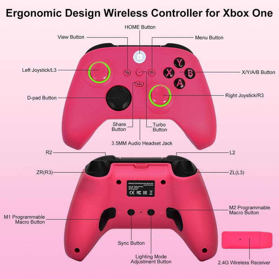 Xbox Gamepad R2 Dazzling Pops controller rgb led light 4ghz with series audio headphone ...