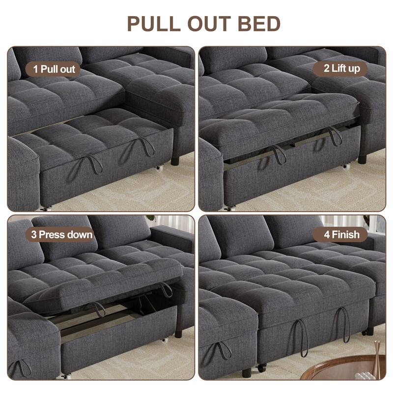 PULL OUT BED

1 Pull out  
2 Lift up  
3 Press down  
4 Finish