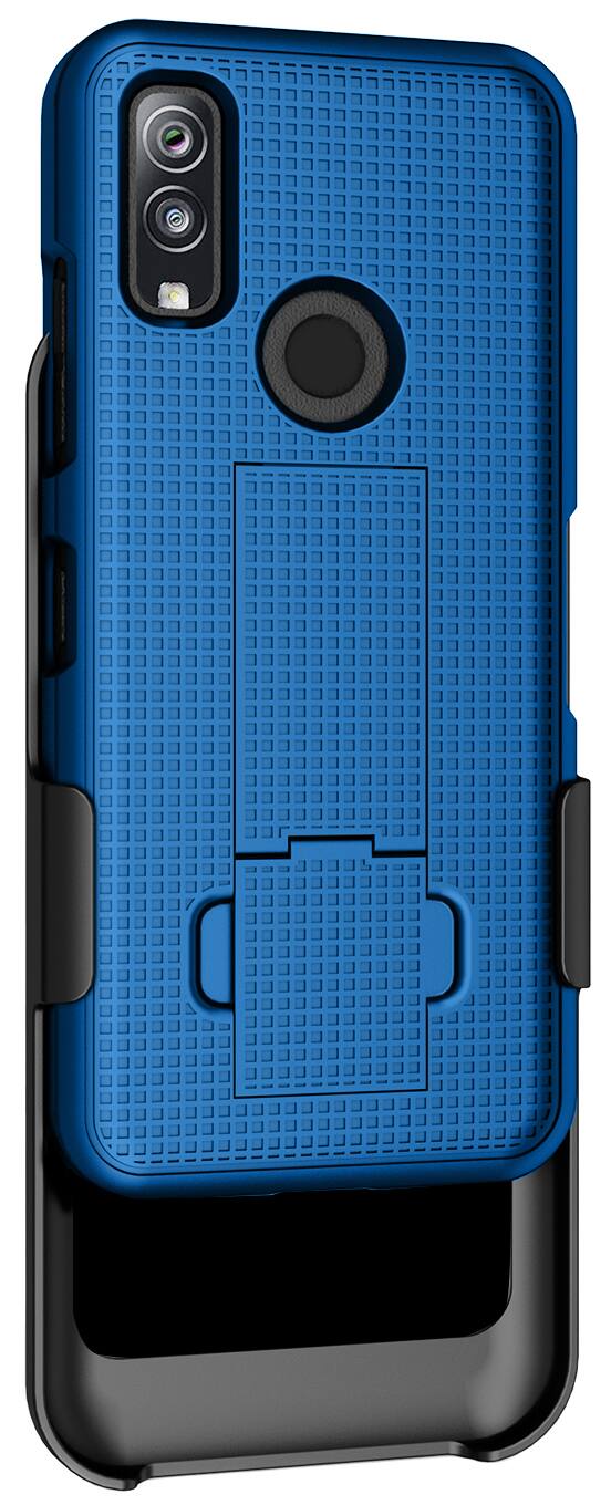 Alt View 9. Nakedcellphone - Case with Stand and Belt Clip Holster for Kyocera DuraSport 5G Phone - Blue.