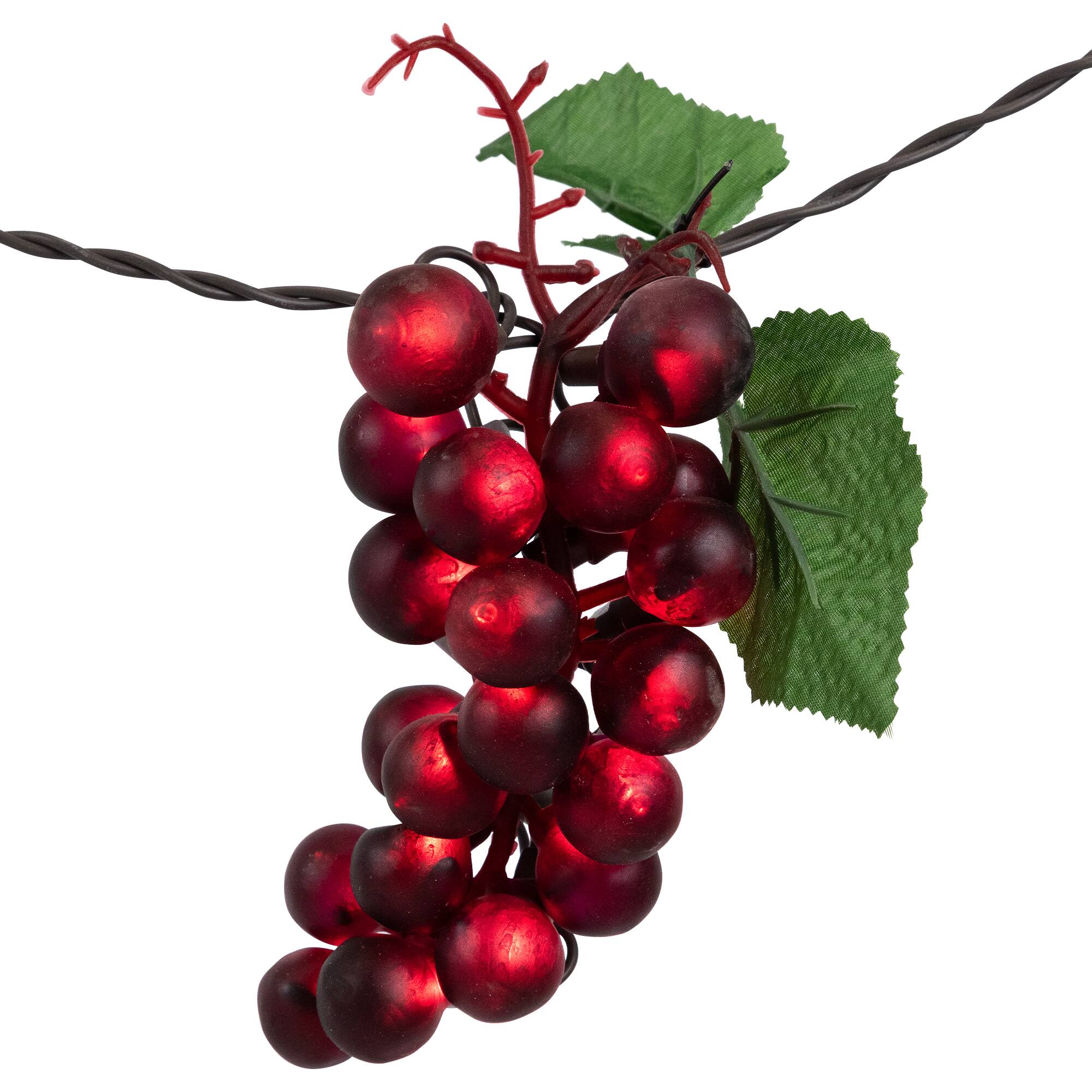 Alt View 7. Northlight - 5-Count Red and Green Grape Cluster String Light Set, 8ft Brown Wire - Red.