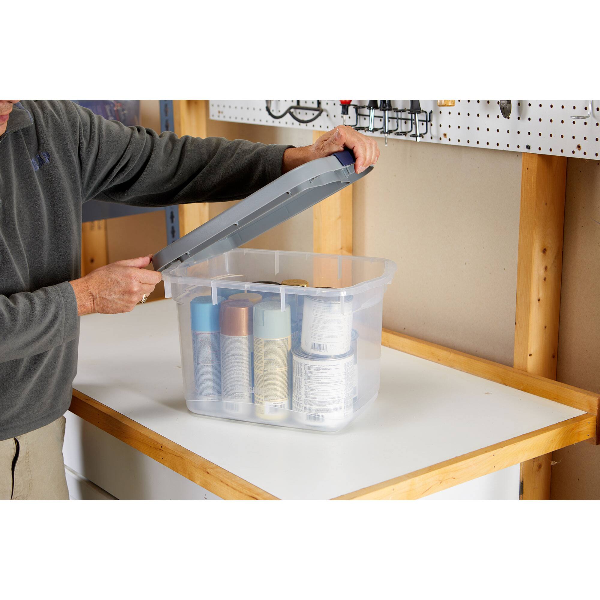 Alt View 7. RubberMaid - Rubbermaid 6 Pack Roughneck Clear Storage Containers, Stackable Totes, 19 Quart - Clear.